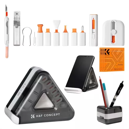 K&F Concept 25 az 1-ben tisztító szett, laptop, mobil, billentyűzet, fülhallgató