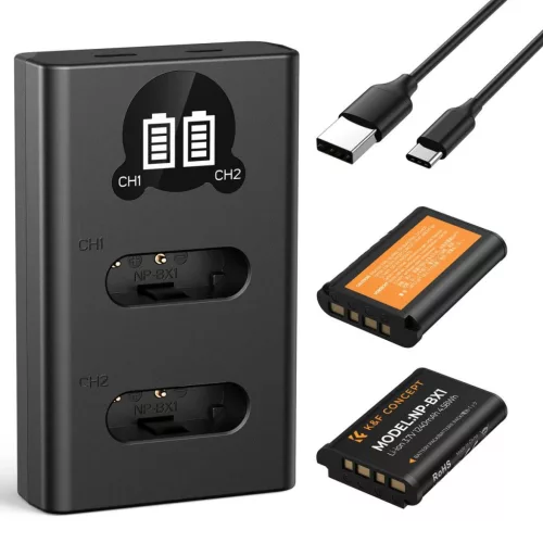 K&F Concept dupla töltő és 2db NP-BX1 akkumulátor
