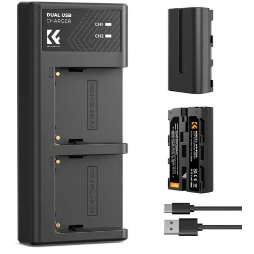 K&F Concept dupla töltő és 2db NP-F550 akkumulátor