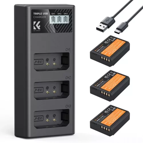 K&F Concept tripla töltő és 3db akkumulátor