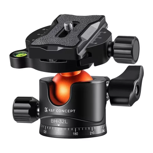   K&F Concept BH-32L állvány gömbfej (32mm, 12kg teherbírás, vízmérték, arca swiss)