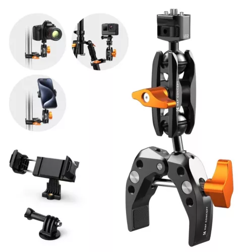   K&F Concept multifunkciós rögzítő bilincs, satu, magic arm, telefontartó adapter, Gopro adapter