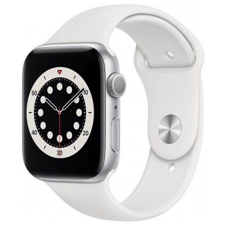 Apple Watch Series 6 GPS 44mm (ezüst aluminiumtok) (fehér sportszíj) (M00D3WB/A)