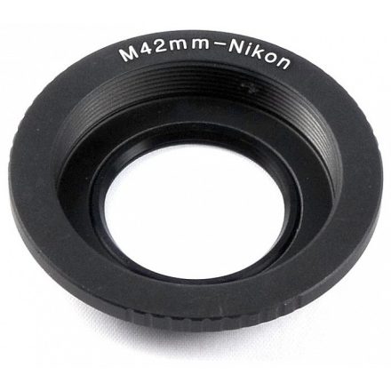 M42-Nikon bajonett átalakító gyűrű (üveggel)
