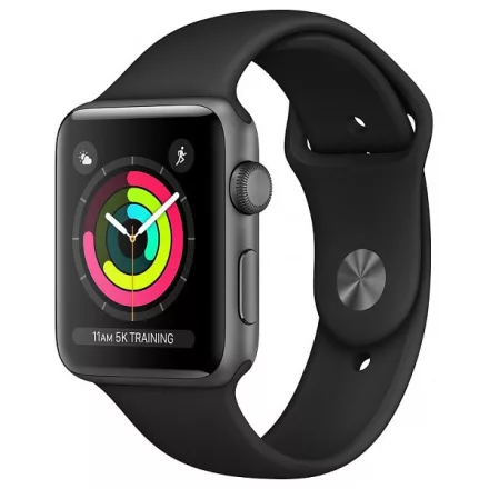 Apple Watch Series 3 42mm (asztroszürke) (fekete sportszíj) (MQL12CN/A)