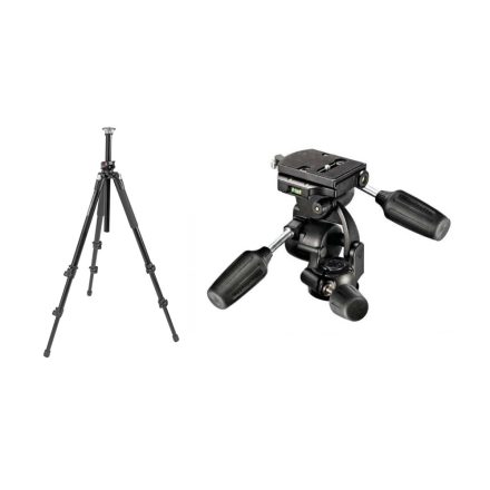 Manfrotto 055PROB 3 szekciós alumínium állvány + 808RC4 3D fej (használt)