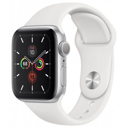 Apple Watch Series 5 44mm (ezüstszínű alumíniumtok) (fehér sportszíj) (MWVD2)