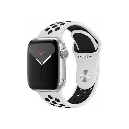 Apple Watch Series 5 Nike+ GPS 40mm (ezüst) (platinaszín-fekete sportszíj) (MX3R2VR/A)