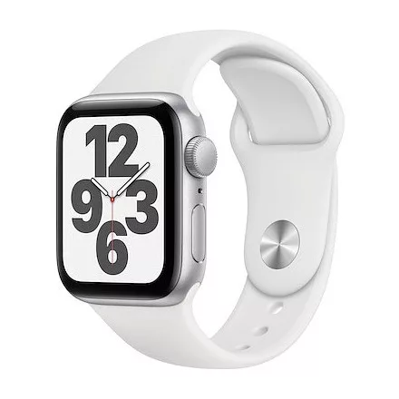 Apple Watch SE GPS 40 mm (ezüst alumíniumtok) (fehér sportszíj) (MYDM2HC/A)