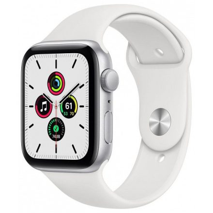 Apple Watch SE GPS 44 mm (ezüst alumíniumtok) (fehér sportszíj) (MYDQ2HC/A)