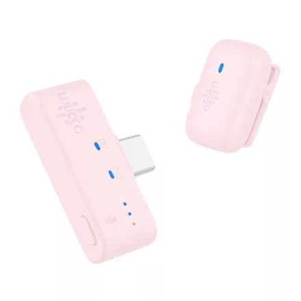 Luucco MiniPods K1 vezeték nélküli csíptetős lavalier wireless mikrofon telefonhoz USB-C (Rózsaszín)