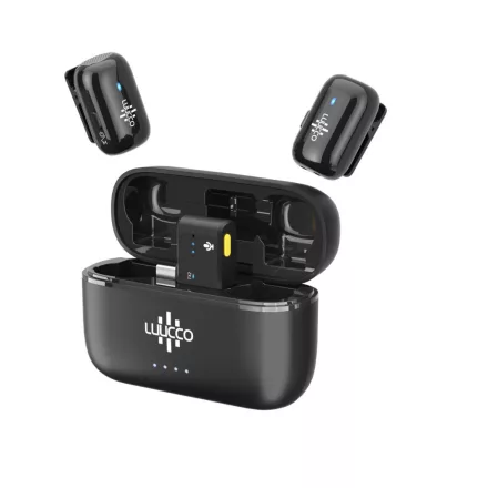 Luucco MiniPods K2 vezeték nélküli csíptetős lavalier wireless mikrofon szett telefonhoz USB-C (Fekete)