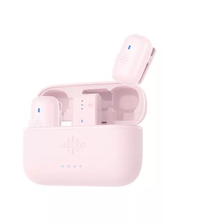 Luucco MiniPods K2 vezeték nélküli csíptetős lavalier wireless mikrofon szett telefonhoz USB-C (Rózsaszín)