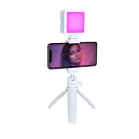   Rollei Lumis Mini LED RGB, telefontartó adapter, állvány, hordtáska