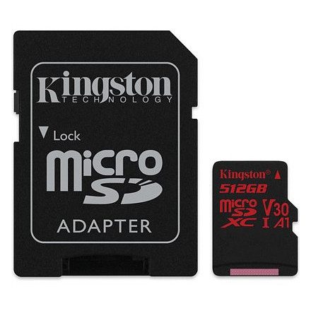 Kingston MicroSDXC 512GB Canvas React 100R/80W U3 UHS-I V30 A1 Memóriakártya + Adapter