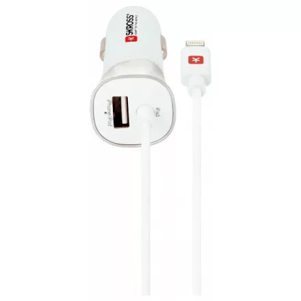 Skross autós USB töltő és Lightning USB kábel