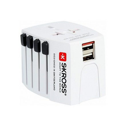 Skross MUV USB 2400mA hálózati csatlakozó átalakító (beépített USB töltővel)