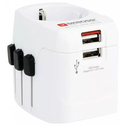 Skross Pro Light USB hálózati csatlakozó átalakító, beépített dual USB töltővel