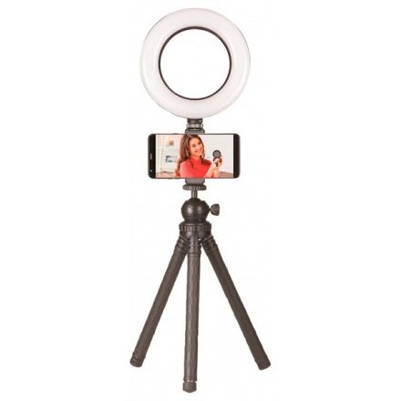 Sunpak Portable Vlogging Szett, tripod, telefonadapter, stúdió körlámpa (fekete) (SP-VGP-LED-72-6RLK)