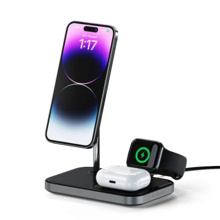 Satechi Trio 3 az 1-ben vezeték nélküli töltő állomás (Apple Watch, Airpods, iPhone) (fekete)