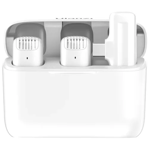   Ulanzi J12 vezeték nélküli Lavalier mikrofon, 2 mikrofon és 1 vevő, usb-c csatlakozás (fehér)