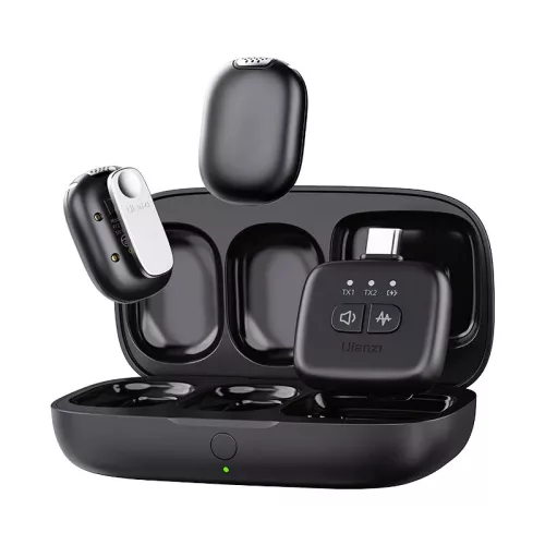   Ulanzi A30 vezeték nélküli mini mikrofon (2 adó és 1 vevő, USB-C, lightning) (fekete)
