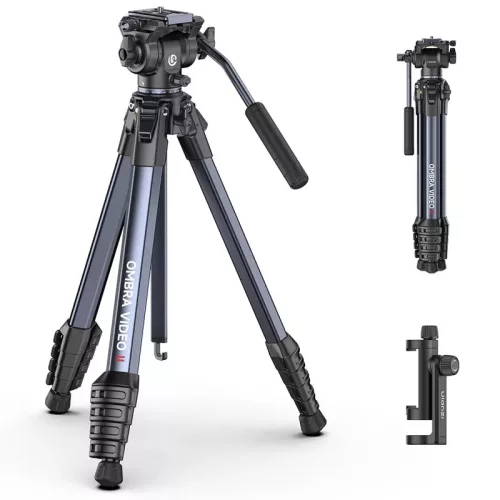   Ulanzi OMBRA II XINAG videó állvány, 157cm, fluid videófej, 3kg teherbírás, telefontartó adapter