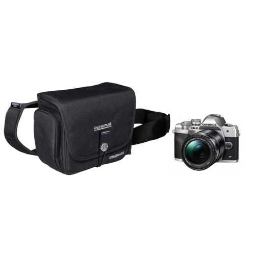   Olympus OM-D E-M10 Mark IV kit (14-150mm f/4-5.6 II) (ezüst/fekete) + Streetomatic övtáska