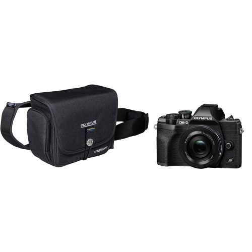   Olympus OM-D E-M10 Mark IV kit (14-42mm f/3.5-5.6 EZ Pancake) (fekete/fekete) + Streetomatic övtáska fekete