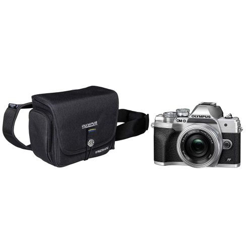   Olympus OM-D E-M10 Mark IV kit (14-42mm f/3.5-5.6 EZ Pancake) (ezüst/ezüst) + Streetomatic övtáska fekete