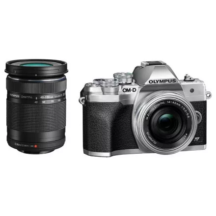 Olympus OM-D E-M10 Mark IV Double Zoom kit (14-42mm f/3.5-5.6 EZ Pancake, 40-150mm f/4-5.6 R) (ezüst/ezüst/fekete)