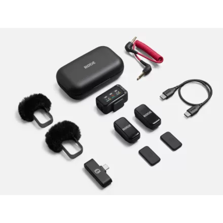 Rode Wireless Micro Camera Kit két csatornás kompakt vezeték nélküli mikrofon (USB-C) (fekete)