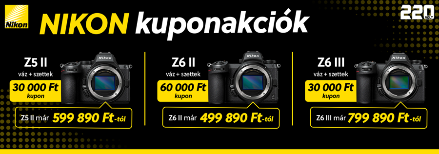 Nikon Z5II, Z6II, és Z6III kuponok
