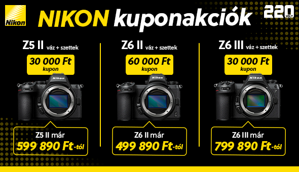 Nikon Z5II, Z6II, és Z6III kuponok