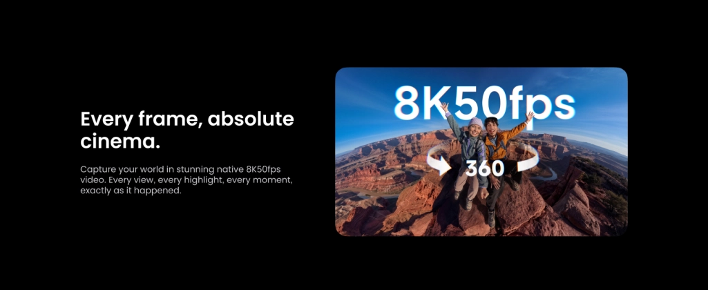 Insta360 X6 8K50 360° videófelvétel