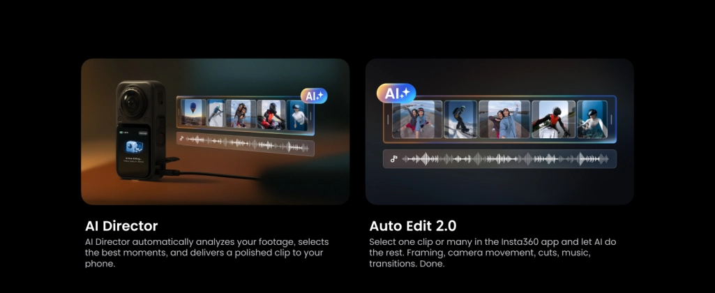 Insta360 X6 AI Director és Auto Edit 2.0 videószerkesztés