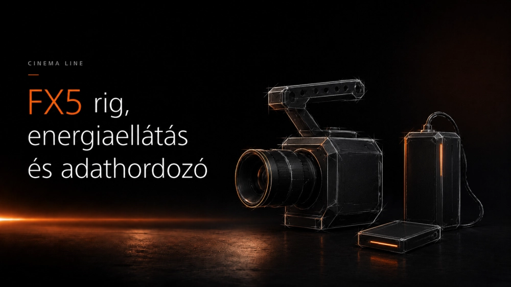 Sony FX5 kamera rig, akkumulátor és professzionális adathordozó